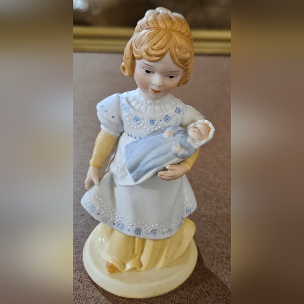 Vintage Avon 1981 " A Mother's Love" Porcelain Figurine of Girl with Baby